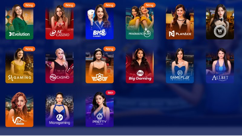 Các nhà phát hành tên tuổi tại sòng bài BK8