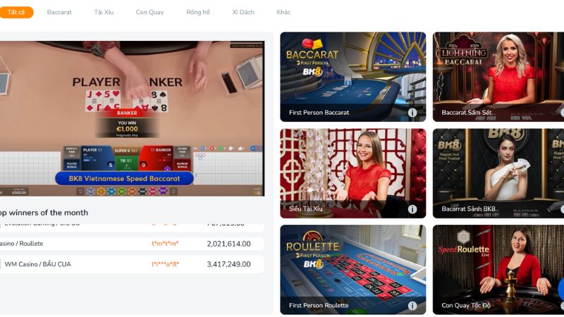 Tổng quan về sòng bài BK8